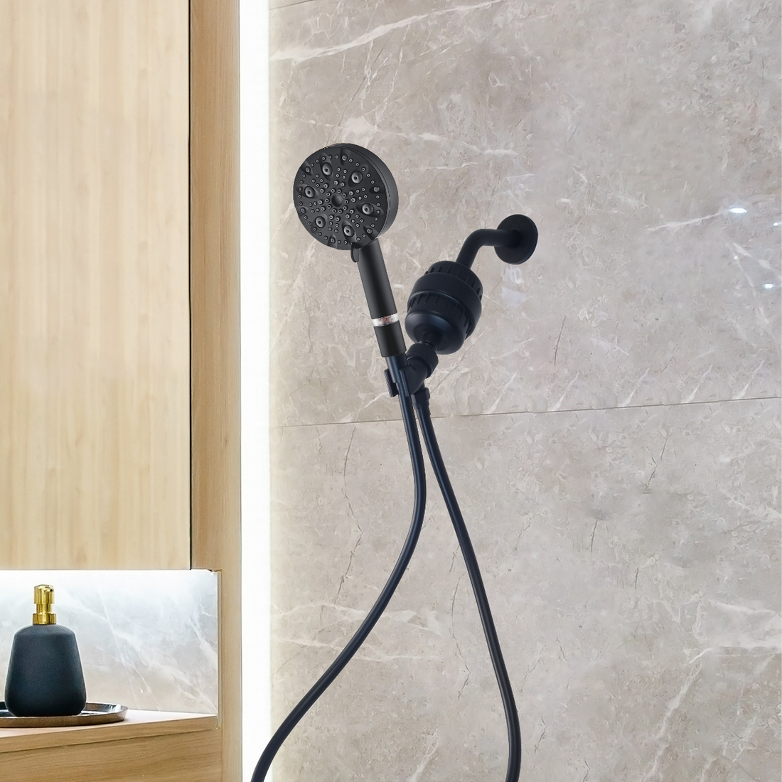 Kit de ducha completo con cabezal de ducha Luxe de 9 modos