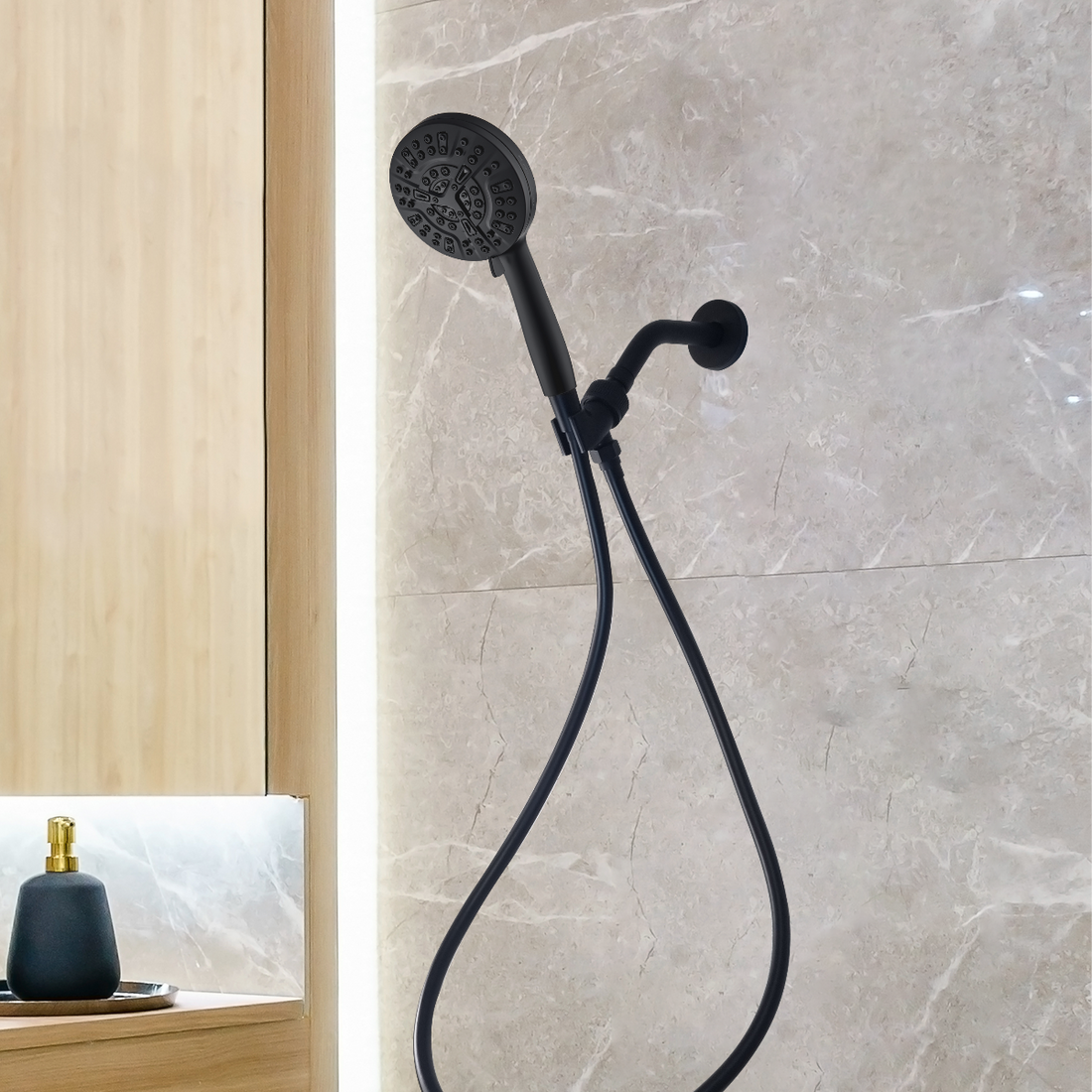 Kit de elementos esenciales para ducha con cabezal de ducha Luxe de 10 modos