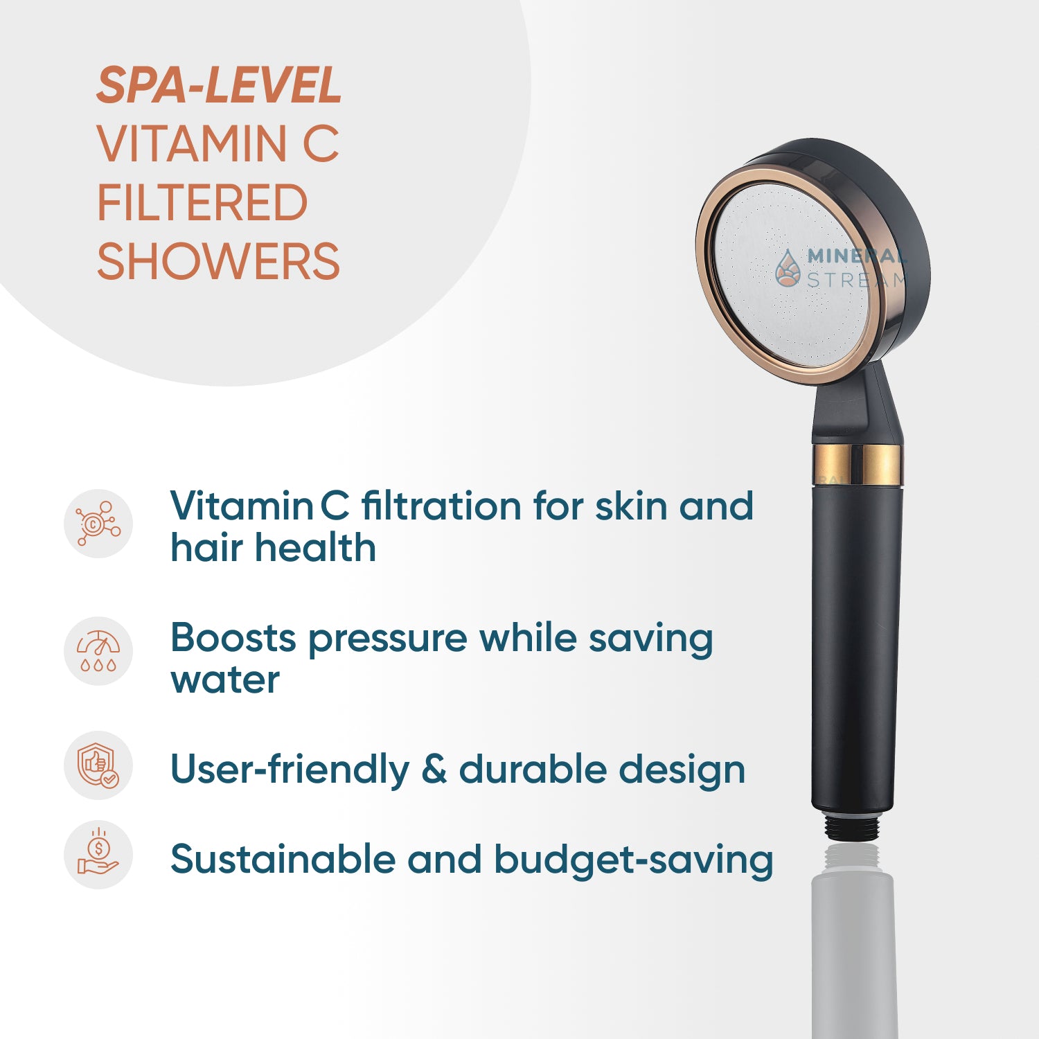 MineralStream™ BLACK - Sistema de ducha doble con vitamina C